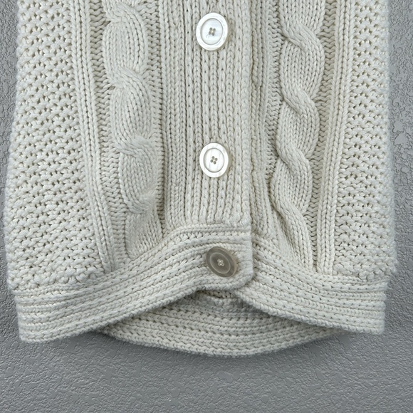 Wet Seal Cream Y2K 90s Cable Knit Button Down 3/4 Sleeve Hoodie Sweater Sz Small - Picture 3 of 6